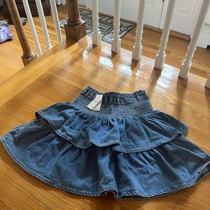 aerie ruffle denim ruffle skirt